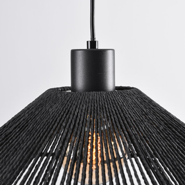 Lampe suspendue noire avec corde tressée - Artigo