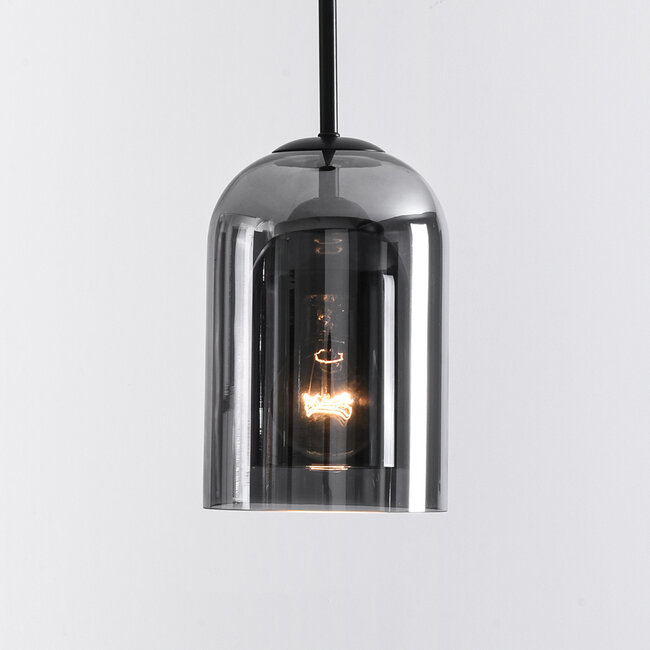 Lampe suspendue Topel en forme de cloche - verre fumé