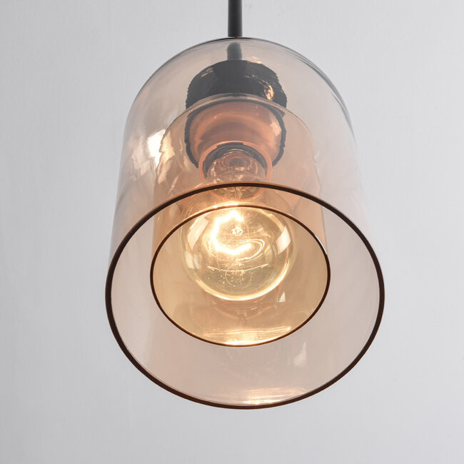 Lampe suspendue Topel en forme de cloche - verre ambré