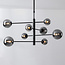 Plafonnier Oito noir avec verre fumé, 8 lumières
