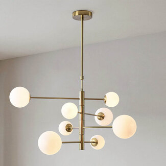 Plafonnier Oito bronze avec verre blanc laiteux, 8 lumières