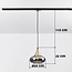 Suspension Nill pour rail monophasé, verre fumé large à effet miroir, doré