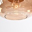 Lampe suspendue en verre ambré et aspect bois foncé, 6 lumières - Loic