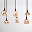Lampe suspendue en verre ambré et aspect bois foncé, 6 lumières - Loic