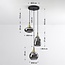 Lampe suspendue or avec verre fumé, 3 lumières - Loua