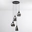 Suspension 4 lumières Loua - noir et verre fumé