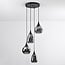 Suspension 4 lumières Loua - noir et verre fumé