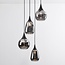 Lampe suspendue Loua noir avec verre fumé, 4 lumières