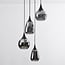 Suspension 4 lumières Loua - noir et verre fumé