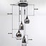 Suspension 4 lumières Loua - noir et verre fumé