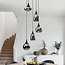 Lampe suspendue noire Loua avec verre fumé, 5 lumières