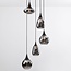 Lampe suspendue noire Loua avec verre fumé, 5 lumières