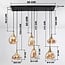 Lampe suspendue or avec verre ambré, 6 lumières - Loic