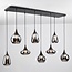 Suspension 8 lumières Loic - noir et verre fumé