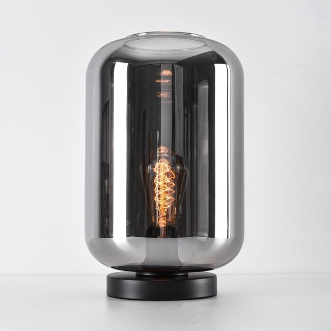 Lampe de table moderne en verre noir avec verre fumé - Solo