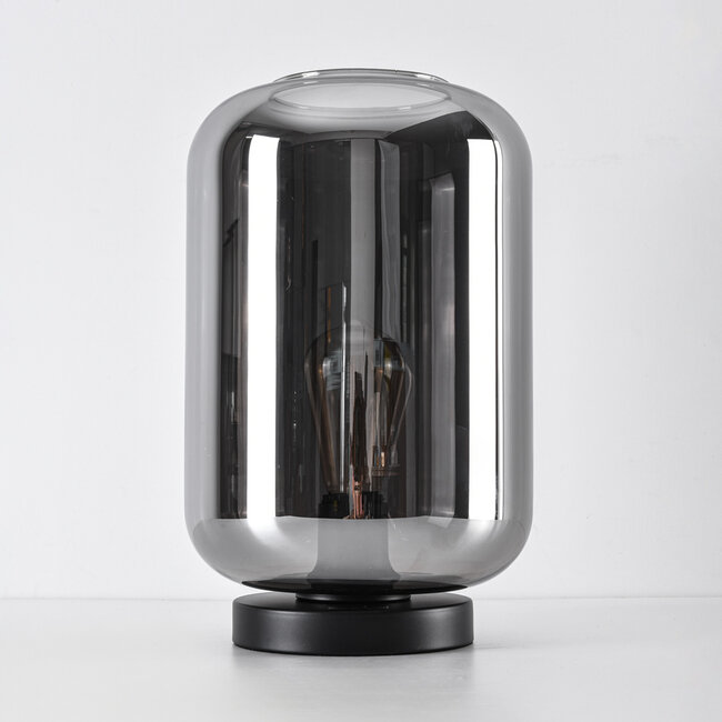 Lampe de table moderne en verre noir avec verre fumé - Solo