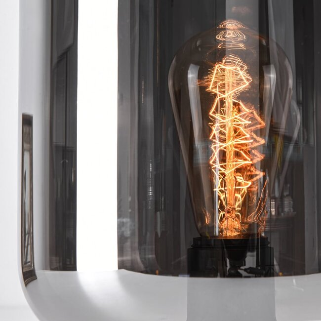 Lampe de table moderne en verre noir avec verre fumé - Solo