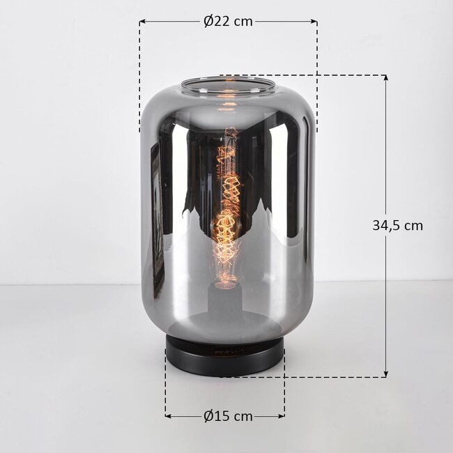 Lampe de table moderne en verre noir avec verre fumé - Solo