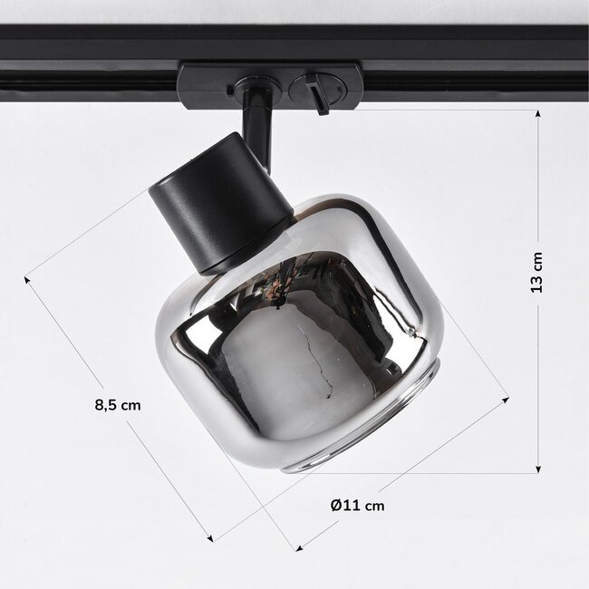 Spot sur rail monophasé Juna - verre fumé
