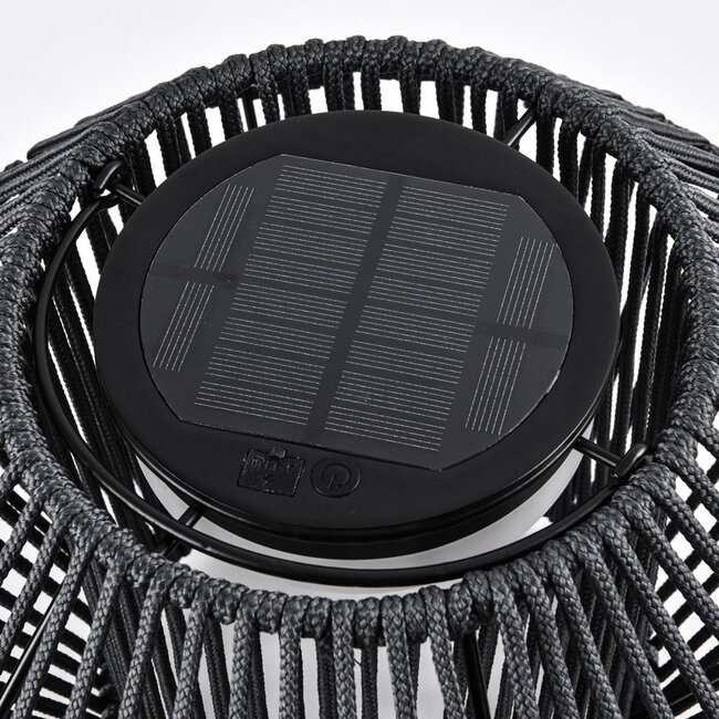 Lampe solaire de table avec corde tressée et 3 positions de réglage noir - Wovra
