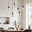 Suspension 6 lumières Palaio - noir et verre ambré