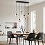 Suspension 6 lumières Palaio - noir et verre ambré