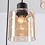 Lampe suspendue noire Palaio avec verre ambré, 6 lumières