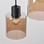 Suspension 6 lumières Palaio - noir et verre ambré
