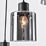 Lampe suspendue noire Palaio avec verre fumé, 6 lumières