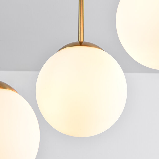 Plafonnier rond or avec verre blanc laiteux, 5 lumières - Carat