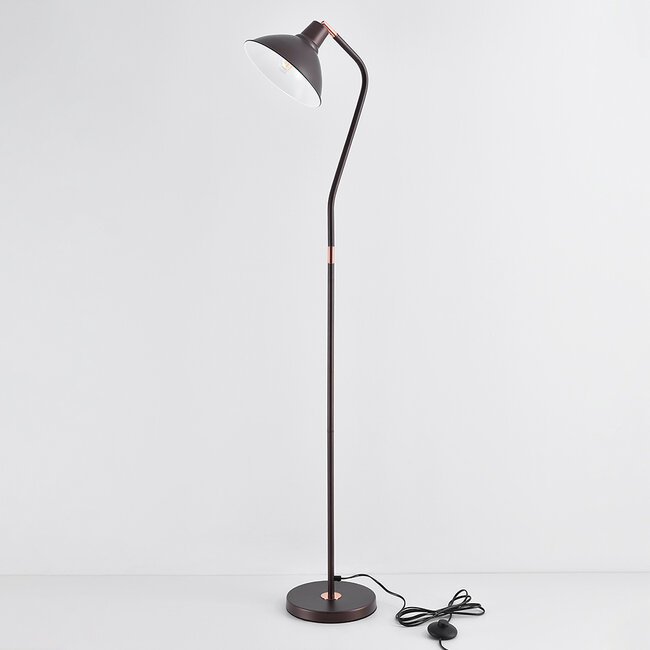 Lampadaire avec abat-jour inclinable - Freddie - Marron café