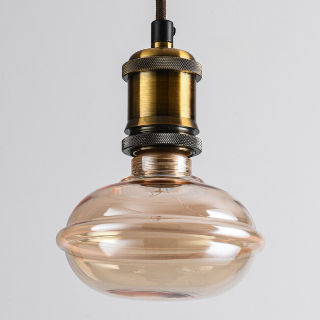 Ampoule LED à filament UFO E27, 4W, dimmable, Ø13cm, 1800K, verre ambré avec anneau horizontal