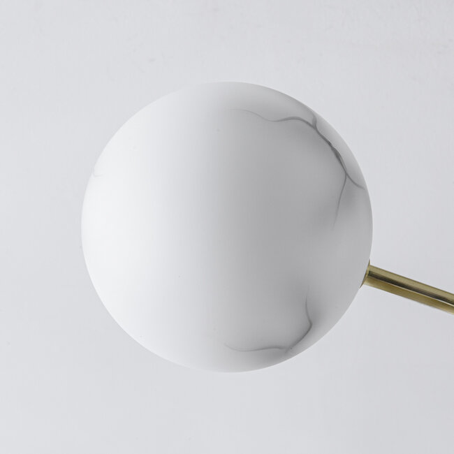 Plafonnier Sest or avec sphères en marbre, 6 lumières