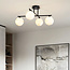 Plafonnier moderne noir mat avec sphères en marbre, 4 lumières - Nymo