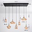 Lampe suspendue 7 lumières noire avec verre ambré - Trinidad