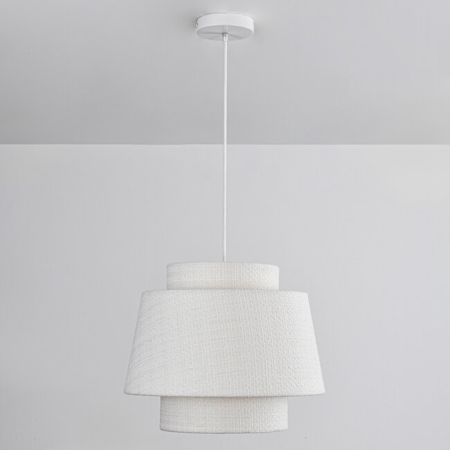 Lampe suspendue Japandi Vilo - tissu blanc