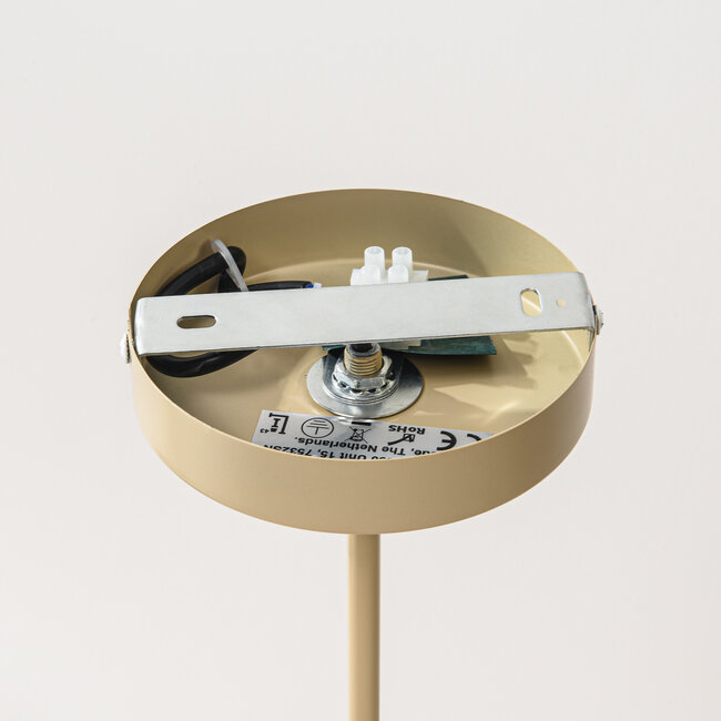 Plafonnier design Osem beige avec boules en verre blanc laiteux - 8 lumières