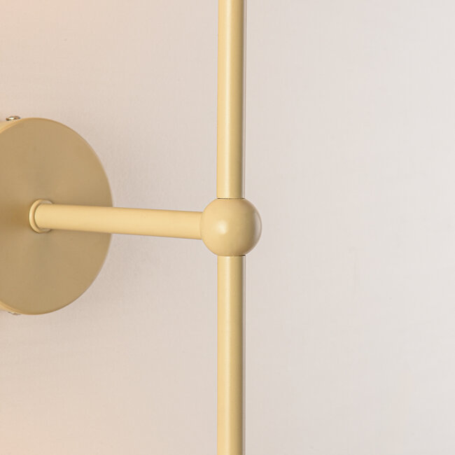 Applique murale moderne Runda beige avec verre blanc laiteux, 2 lumières