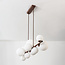 Suspension design Deka marron avec verre blanc laiteux, 10 lumières
