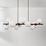 Suspension design Deka marron avec verre blanc laiteux, 10 lumières