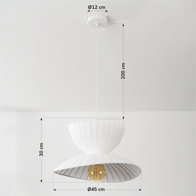 Suspension lumière Kaze avec double abat-jour latéral - blanc