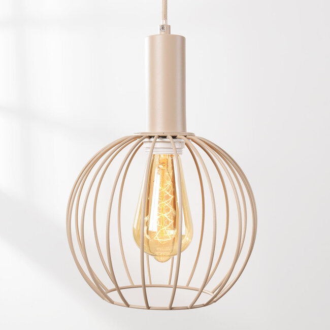 Suspension Nudee à 3 lumières - abat-jour en métal beige