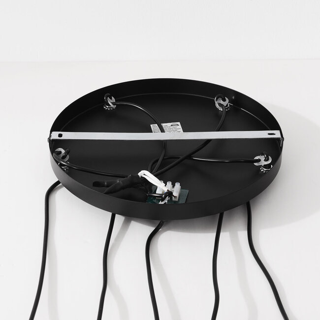 Suspension design Imme à 5 lumières avec verre gris-bleu fumé, vert et cuivré