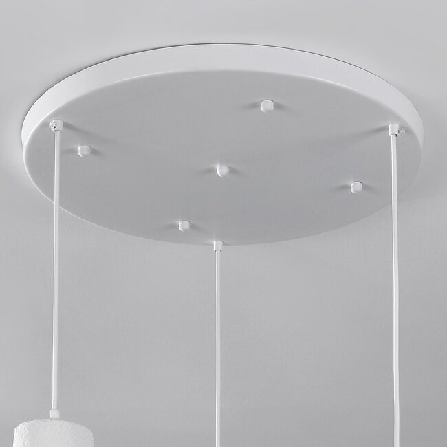 Lampe suspendue moderne Wabi Sabi à 3 lumières avec effet pierre blanc - Kage