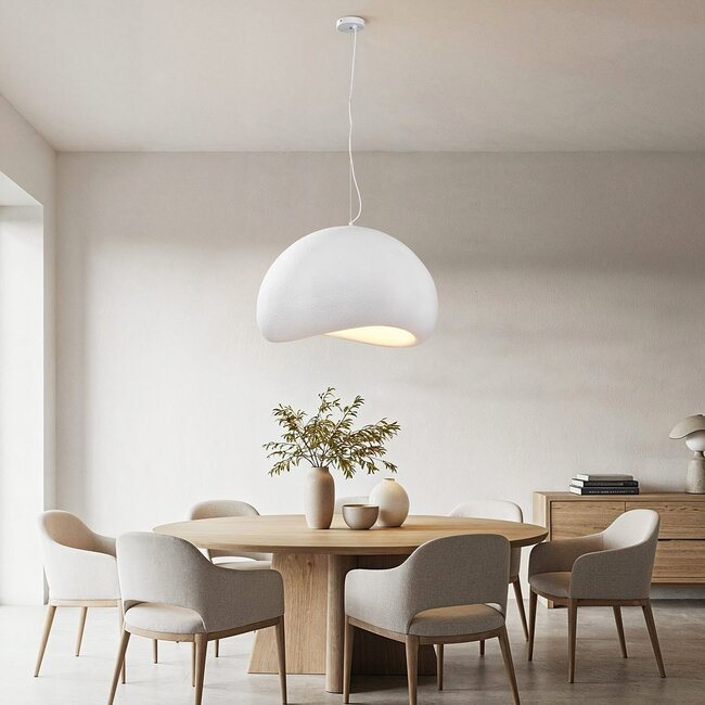 Lampe suspendue Wabi Sabi Urban Stone avec motif en pierre blanche - 80 x 64cm