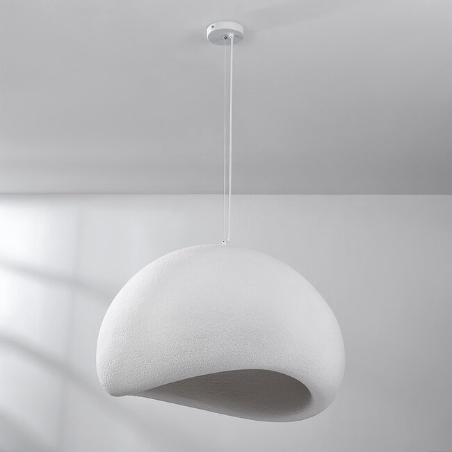 Lampe suspendue Wabi Sabi Urban Stone avec motif en pierre blanche - 80 x 64cm