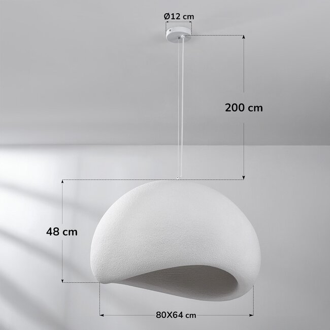 Lampe suspendue Wabi Sabi Urban Stone avec motif en pierre blanche - 80 x 64cm