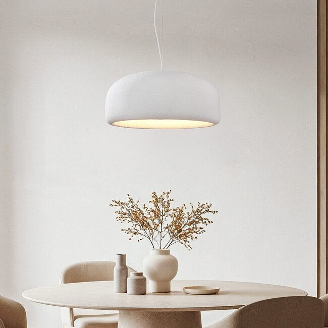 Lampe suspendue minimaliste Wabi Sabi Kaoru Ø60 cm avec effet pierre - blanc