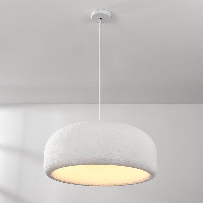 Lampe suspendue minimaliste Wabi Sabi Kaoru Ø60 cm avec effet pierre - blanc