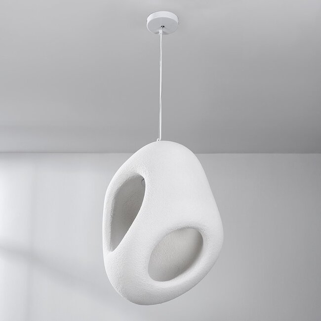 Lampe suspendue moderne Wabi Sabi Mori avec effet pierre blanche - 42 x 58 cm